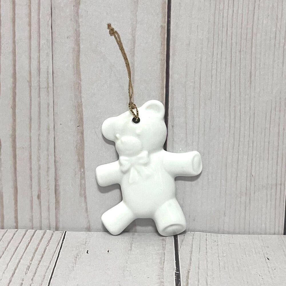 Royal Doulton Vintage 1999 White Teddy Bear Christmas Ornament
